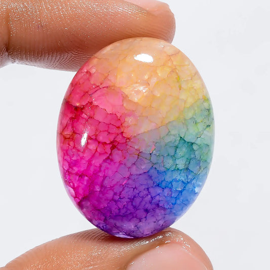 Tempting Top Grade Quality Rainbow Solar Quartz Oval Shape Cabochon Loose Gemstone For Making Jewelry 41 Ct. 29X23X7 mm V-6045