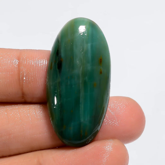 Unique Top Grade Quality 100% Natural Gary Green Jasper Oval Shape Cabochon Loose Gemstone For Making Jewelry 31.5 Ct. 35X18X6 mm V-6047