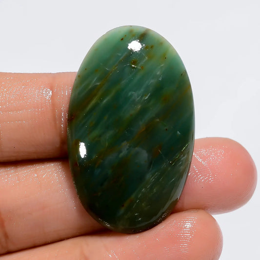 Amazing Top Grade Quality 100% Natural Gary Green Jasper Oval Shape Cabochon Loose Gemstone For Making Jewelry 30 Ct. 35X22X5 mm V-6049