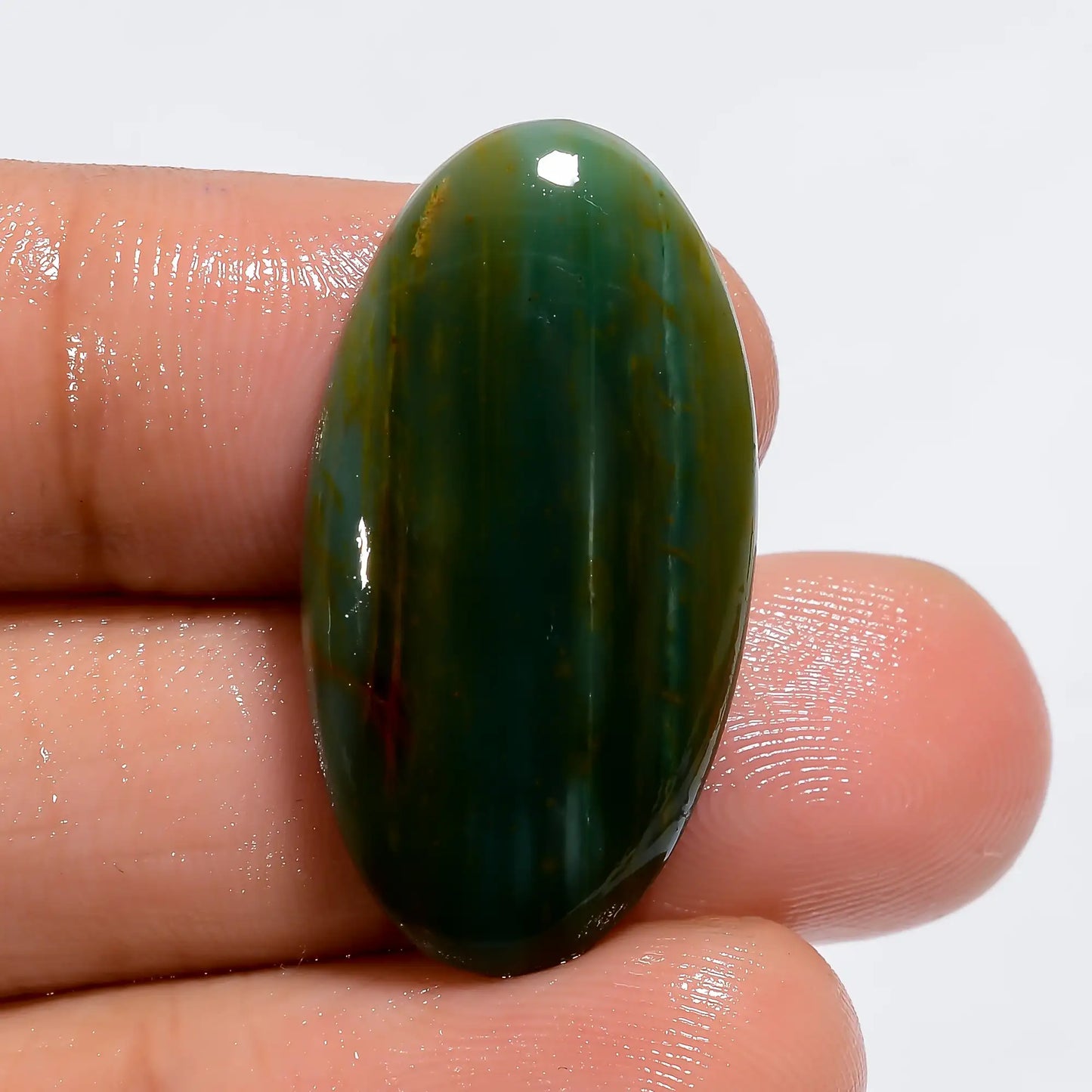 Dazzling Top Grade Quality 100% Natural Gary Green Jasper Oval Shape Cabochon Loose Gemstone For Making Jewelry 17 Ct. 29X15X5 mm V-6053