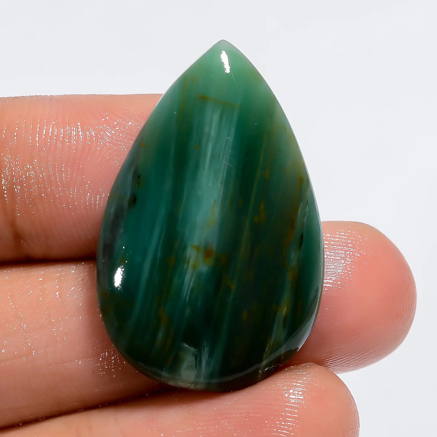 Exclusive Top Grade Quality 100% Natural Gary Green Jasper Pear Shape Cabochon Loose Gemstone For Making Jewelry 23 Ct. 31X20X5 mm V-6055