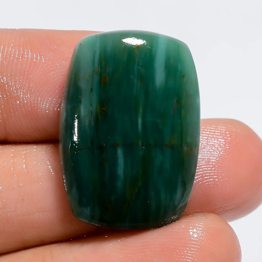 Elegant Top Grade Quality 100% Natural Gary Green Jasper Radiant Shape Cabochon Loose Gemstone For Making Jewelry 21 Ct. 25X17X5 mm V-6056