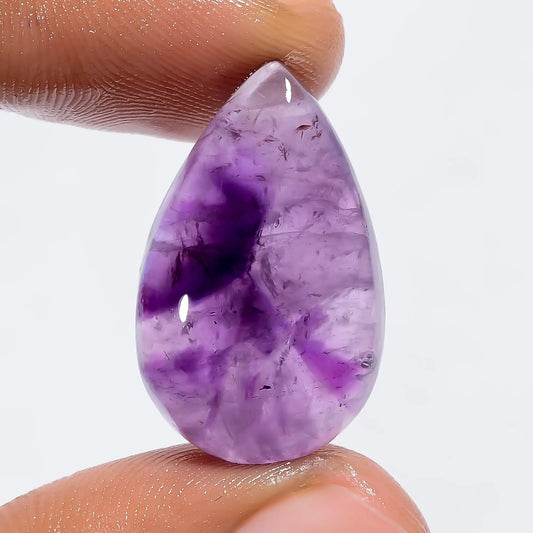 Attractive Top Grade Quality 100% Natural Trapiche Amethyst Pear Shape Cabochon Loose Gemstone For Making Jewelry 20 Ct. 25X16X7 mm V-6074