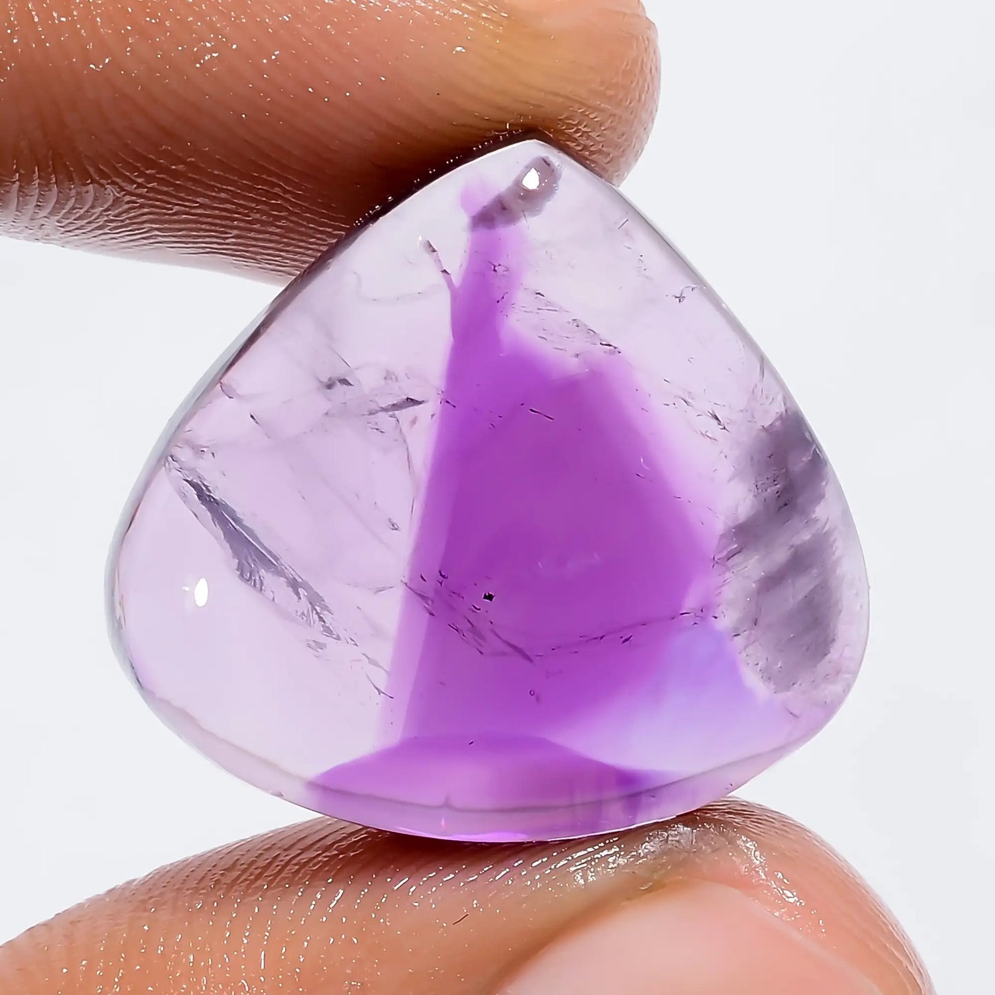 Beautiful Top Grade Quality 100% Natural Trapiche Amethyst Heart Shape Cabochon Loose Gemstone For Making Jewelry 23.5 Ct. 20X22X6 mm V-6076