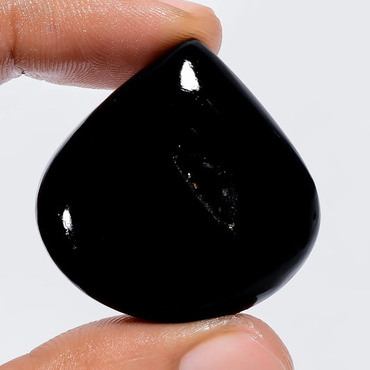 Elegant Top Grade Quality 100% Natural Black Onyx Druzy Heart Shape Cabochon Loose Gemstone For Making Jewelry 63.5 Ct. 32X32X8 mm V-6081