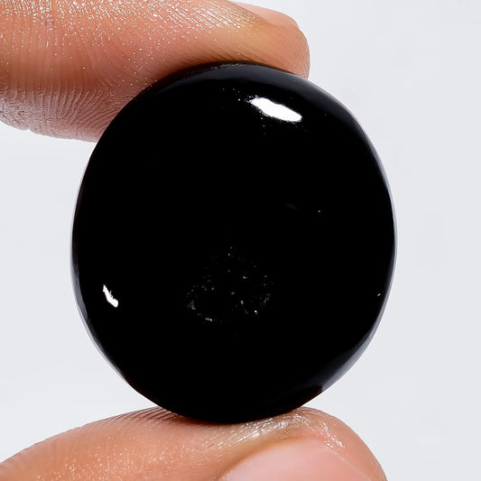 Tempting Top Grade Quality 100% Natural Black Onyx Druzy Oval Shape Cabochon Loose Gemstone For Making Jewelry 33 Ct. 26X24X6 mm V-6093