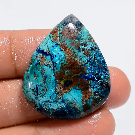 Wonderful Top Grade Quality 100% Natural Shattuckite Pear Shape Cabochon Loose Gemstone For Making Jewelry 50 Ct. 32X27X7 mm V-6096