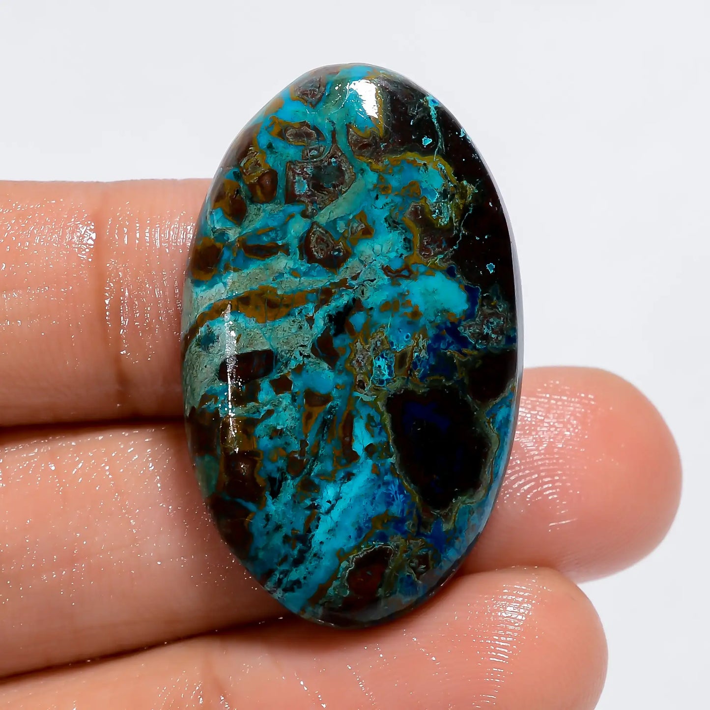 Amazing Top Grade Quality 100% Natural Shattuckite Oval Shape Cabochon Loose Gemstone For Making Jewelry 42.5 Ct. 34X21X6 mm V-6097