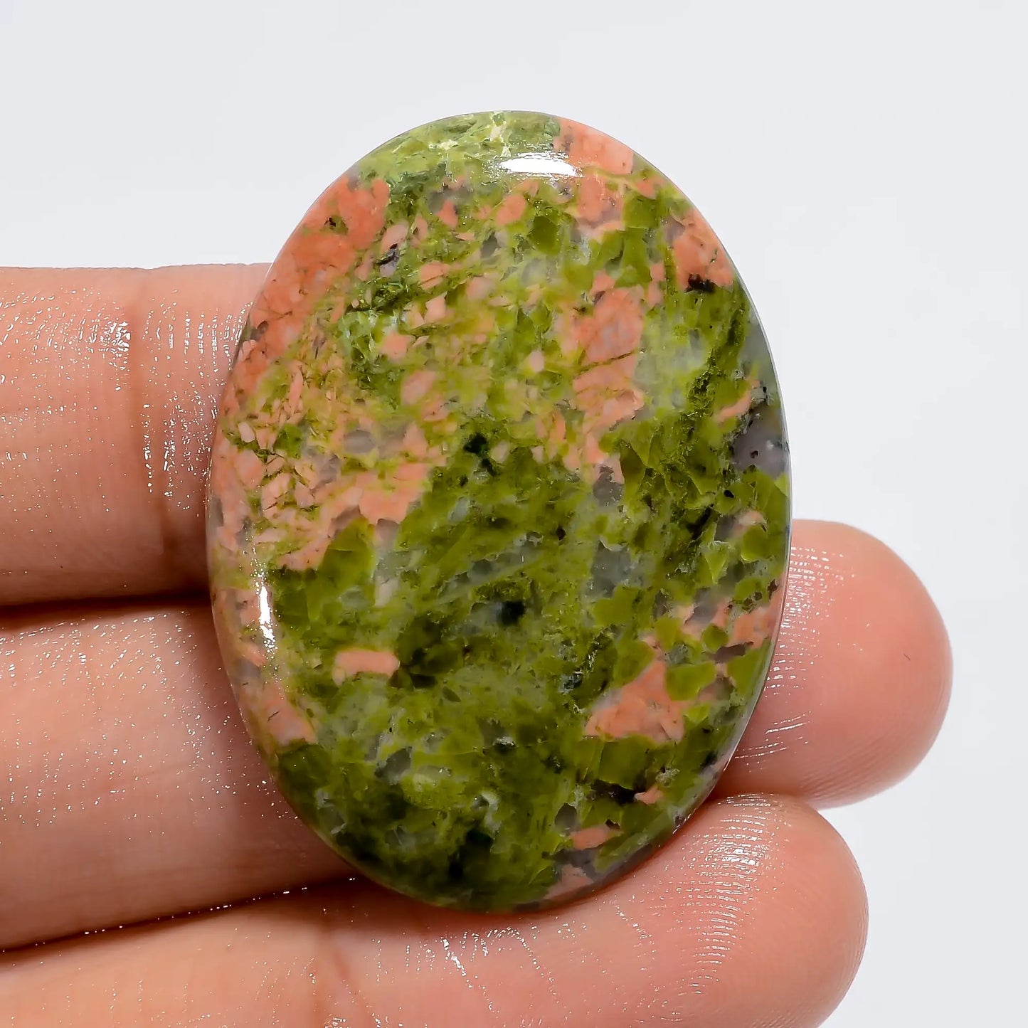 Awesome Top Grade Quality 100% Natural Unakite Oval Shape Cabochon Loose Gemstone For Making Jewelry 41.5 Ct. 35X26X5 mm V-6125