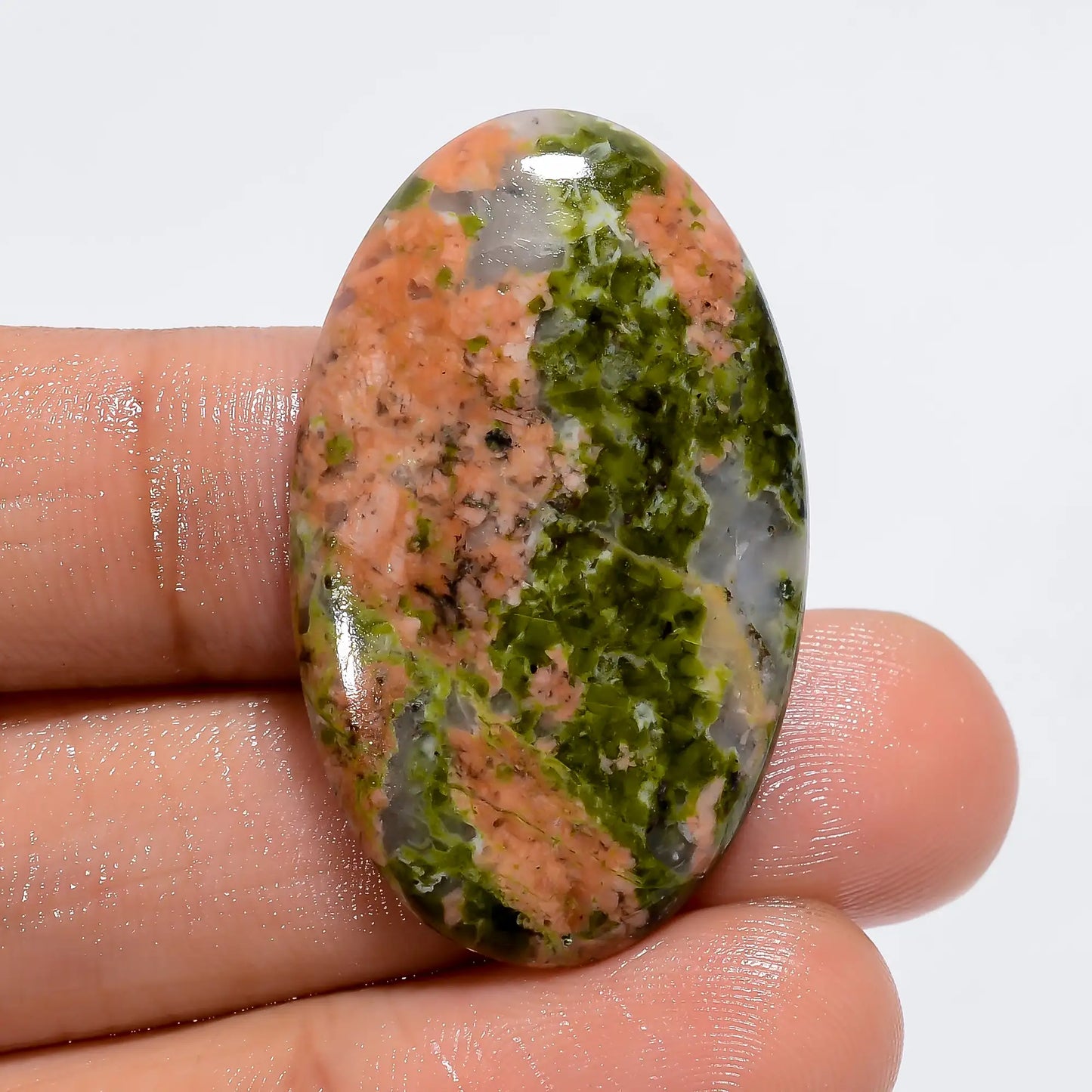 Classic Top Grade Quality 100% Natural Unakite Oval Shape Cabochon Loose Gemstone For Making Jewelry 30 Ct. 35X21X5 mm V-6127