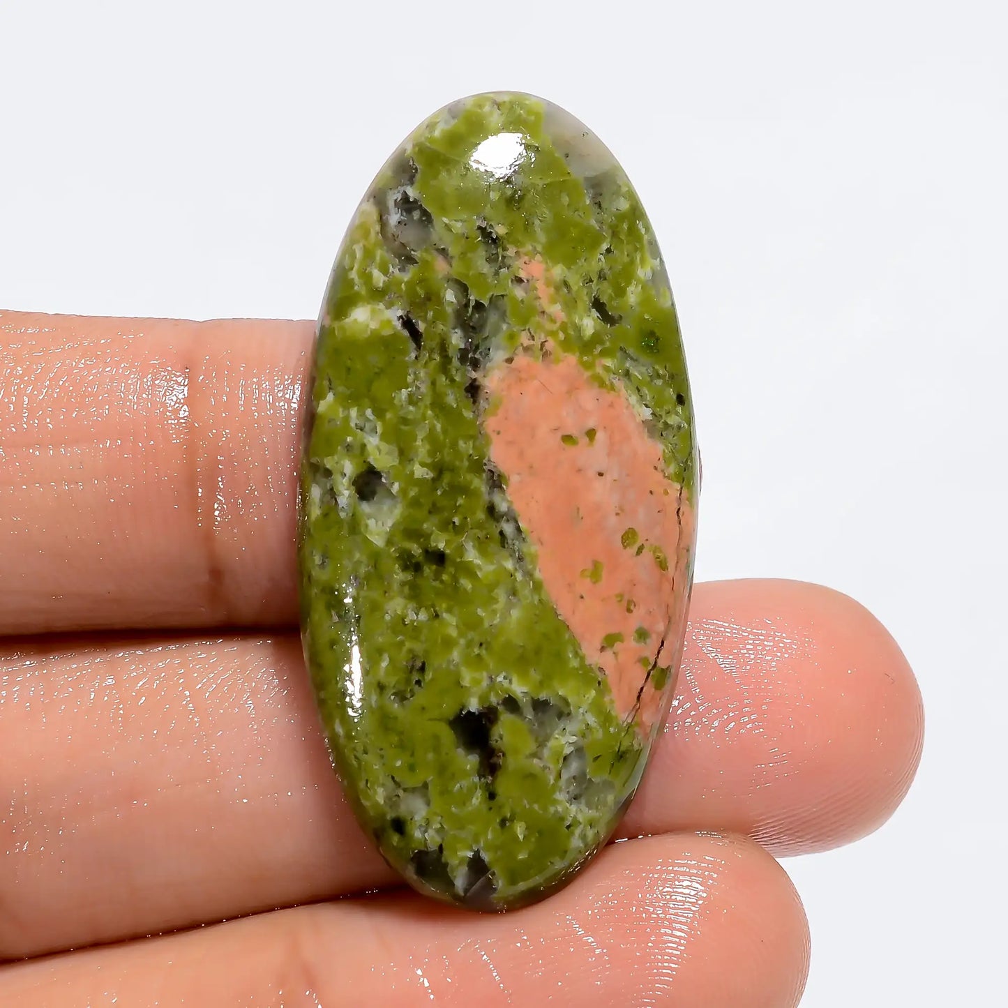 Dazzling Top Grade Quality 100% Natural Unakite Oval Shape Cabochon Loose Gemstone For Making Jewelry 33 Ct. 39X19X5 mm V-6128