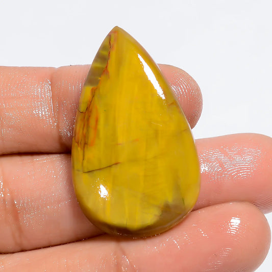 Stunning Top Grade Quality 100% Natural Nellite Pear Shape Cabochon Loose Gemstone For Making Jewelry 25.5 Ct. 34X20X5 mm V-6142