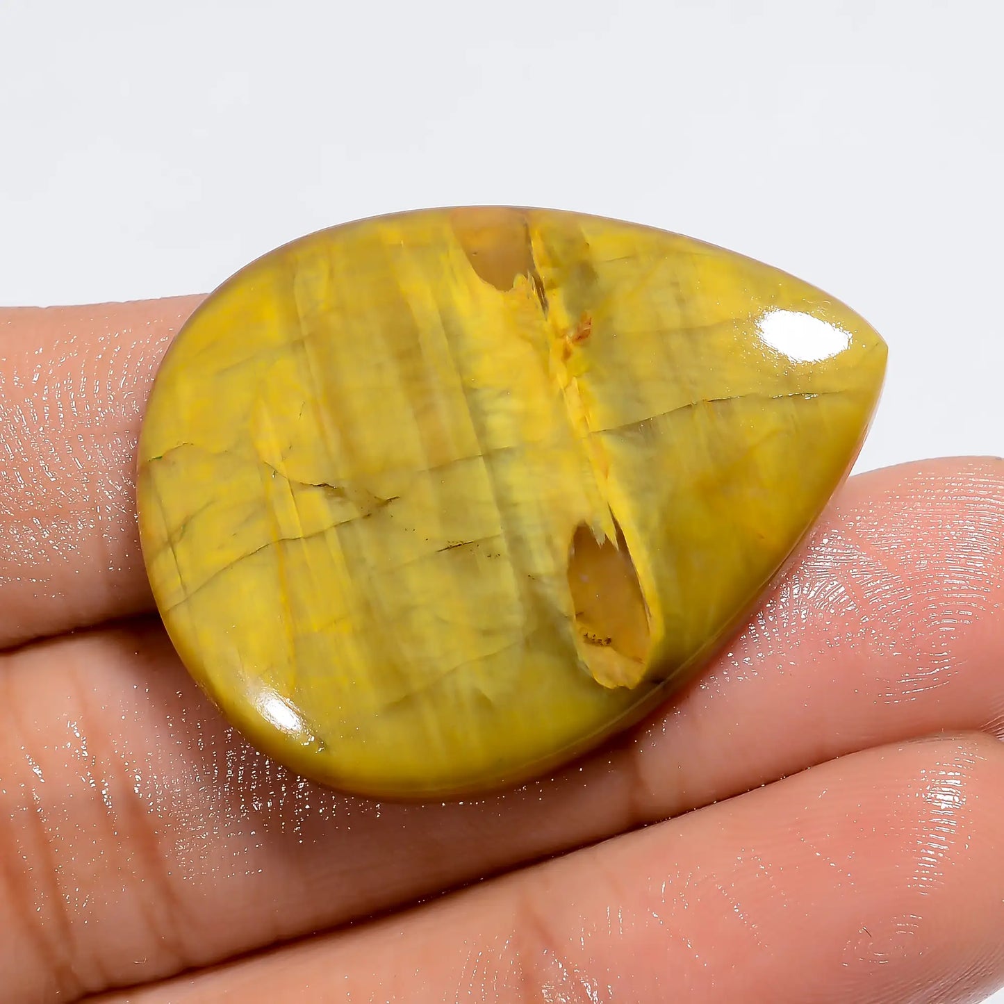 Attractive Top Grade Quality 100% Natural Nellite Pear Shape Cabochon Loose Gemstone For Making Jewelry 38 Ct. 34X27X5 mm V-6149