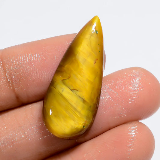 Elegant Top Grade Quality 100% Natural Nellite Pear Shape Cabochon Loose Gemstone For Making Jewelry 15 Ct. 30X13X5 mm V-6156