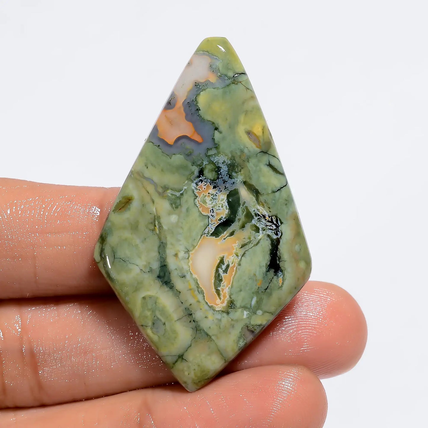 Immaculate Top Grade Quality 100% Natural Rhyolite Fancy Shape Cabochon Loose Gemstone For Making Jewelry 42.5 Ct. 48X29X5 mm V-6160