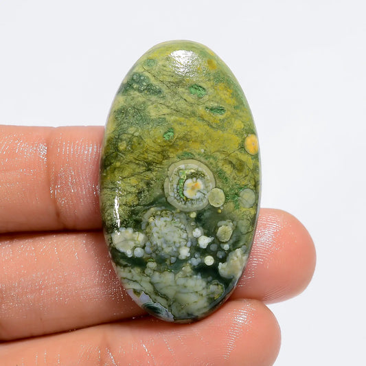 Incredible Top Grade Quality 100% Natural Rhyolite Oval Shape Cabochon Loose Gemstone For Making Jewelry 38 Ct. 39X23X6 mm V-6161