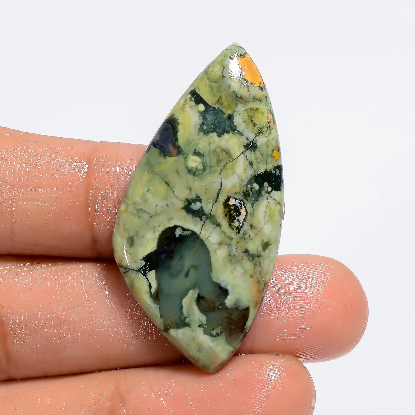 Mind Blowing Top Grade Quality 100% Natural Rhyolite Fancy Shape Cabochon Loose Gemstone For Making Jewelry 27.5 Ct. 40X20X5 mm V-6163