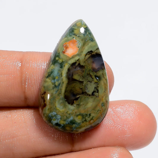 Stunning Top Grade Quality 100% Natural Rhyolite Pear Shape Cabochon Loose Gemstone For Making Jewelry 26 Ct. 30X18X6 mm V-6167