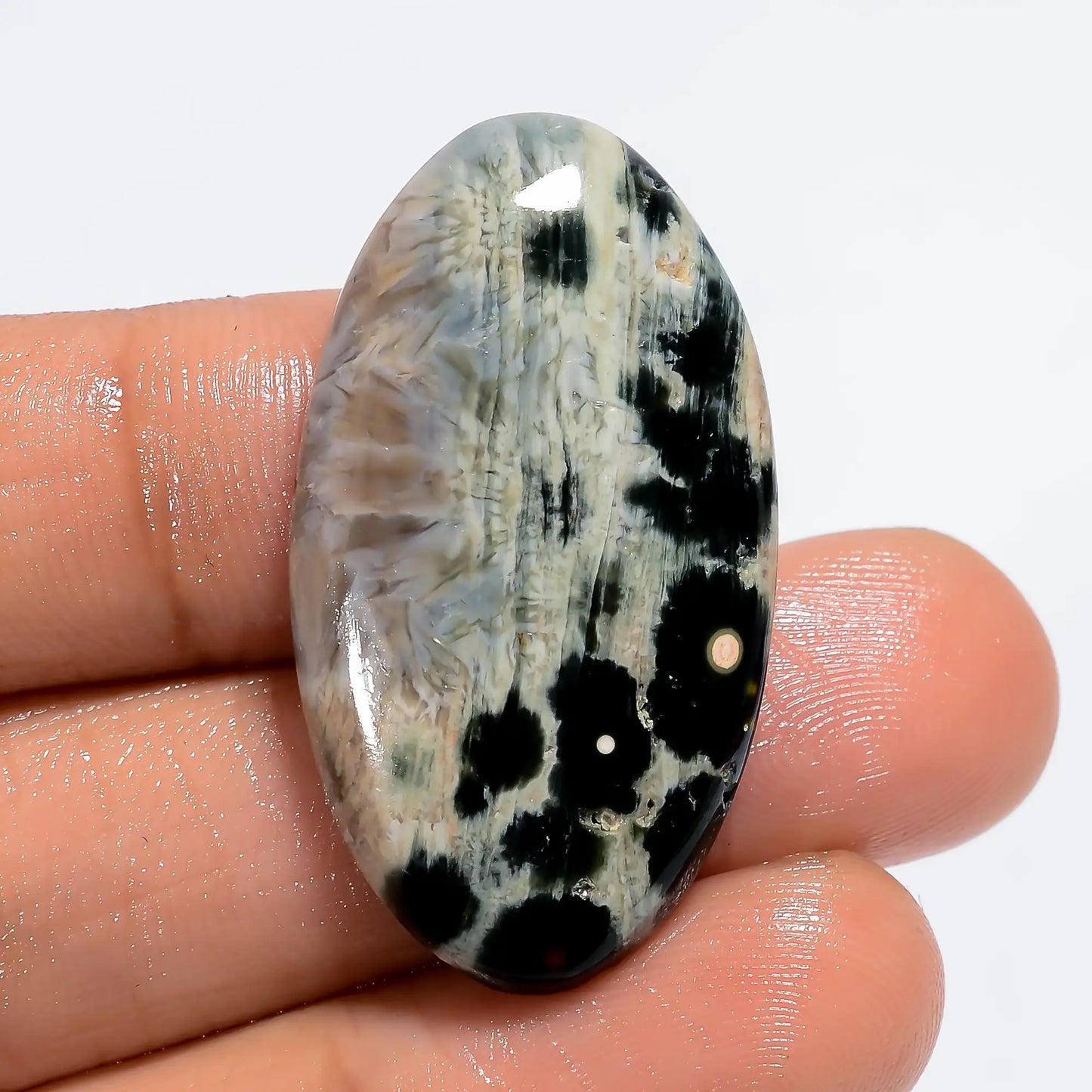 Outstanding Top Grade Quality 100% Natural Ocean Jasper Oval Shape Cabochon Loose Gemstone For Making Jewelry 30.5 Ct. 34X19X5 mm V-6188