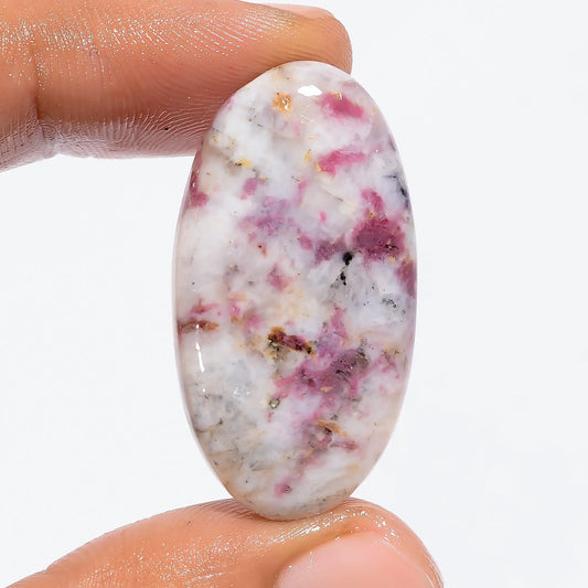 Gorgeous Top Grade Quality 100% Natural Lepidolite Oval Shape Cabochon Loose Gemstone For Making Jewelry 26 Ct. 34X18X5 mm V-6209