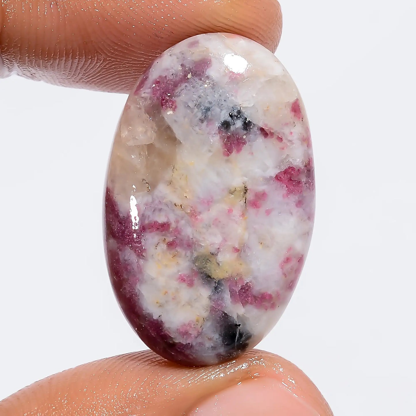 Marvellous Top Grade Quality 100% Natural Lepidolite Oval Shape Cabochon Loose Gemstone For Making Jewelry 26 Ct. 28X18X5 mm V-6212