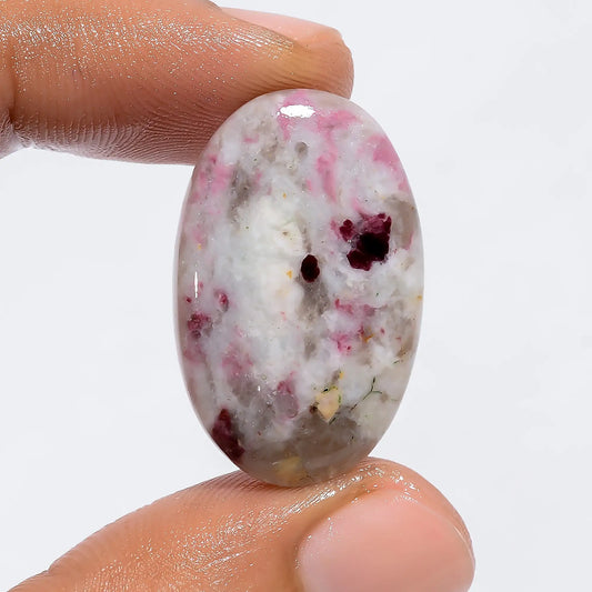 Splendid Top Grade Quality 100% Natural Lepidolite Oval Shape Cabochon Loose Gemstone For Making Jewelry 22 Ct. 28X17X5 mm V-6215