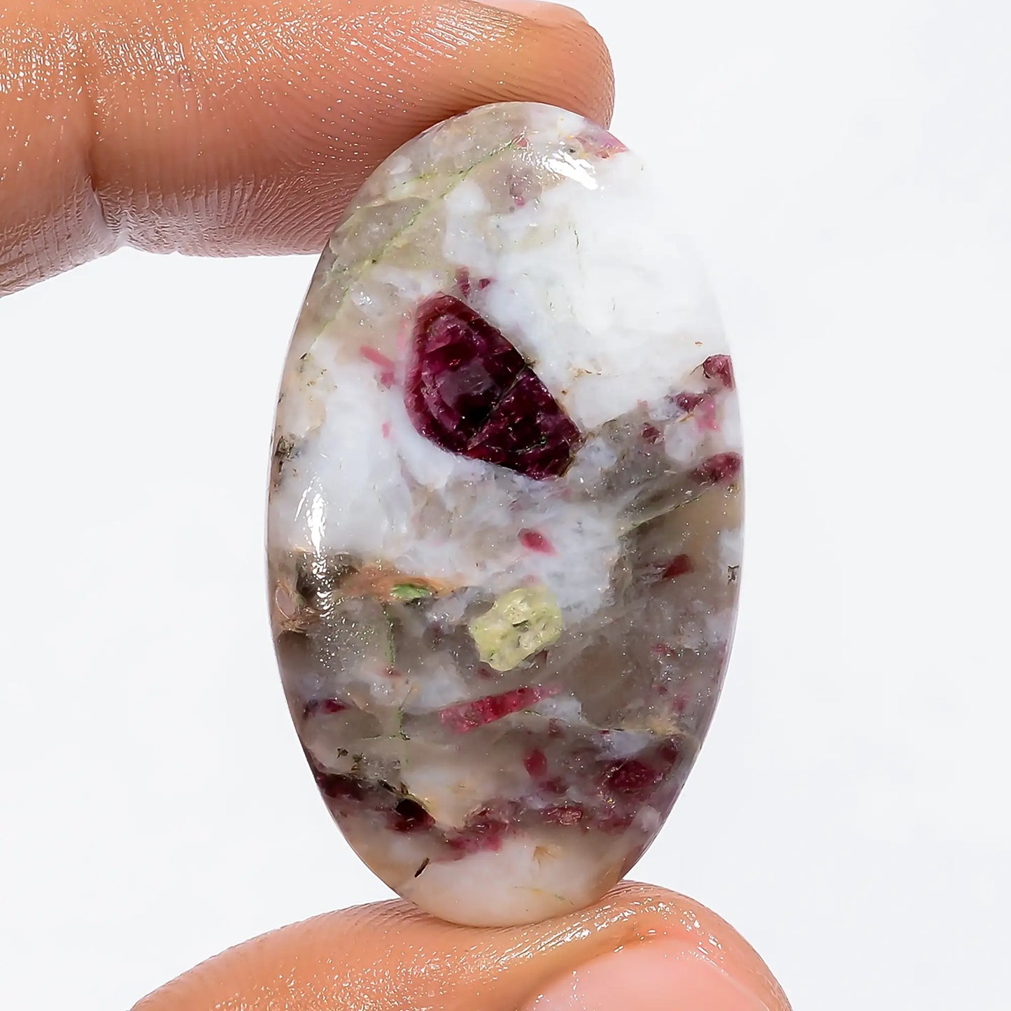 Superb Top Grade Quality 100% Natural Lepidolite Oval Shape Cabochon Loose Gemstone For Making Jewelry 37 Ct. 37X22X5 mm V-6216