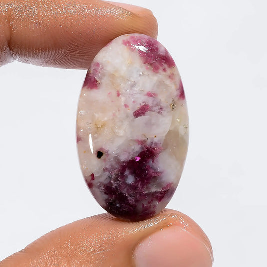 Stunning Top Grade Quality 100% Natural Lepidolite Oval Shape Cabochon Loose Gemstone For Making Jewelry 23.5 Ct. 29X18X5 mm V-6217