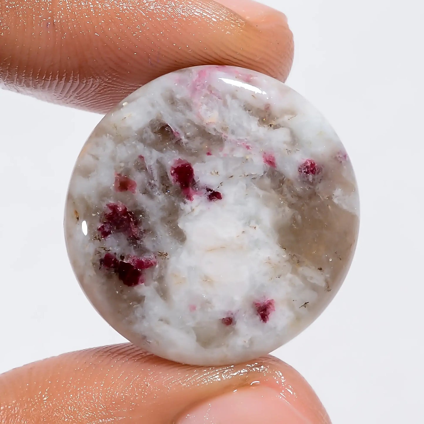 Supreme Top Grade Quality 100% Natural Lepidolite Round Shape Cabochon Loose Gemstone For Making Jewelry 21 Ct. 23X23X5 mm V-6218