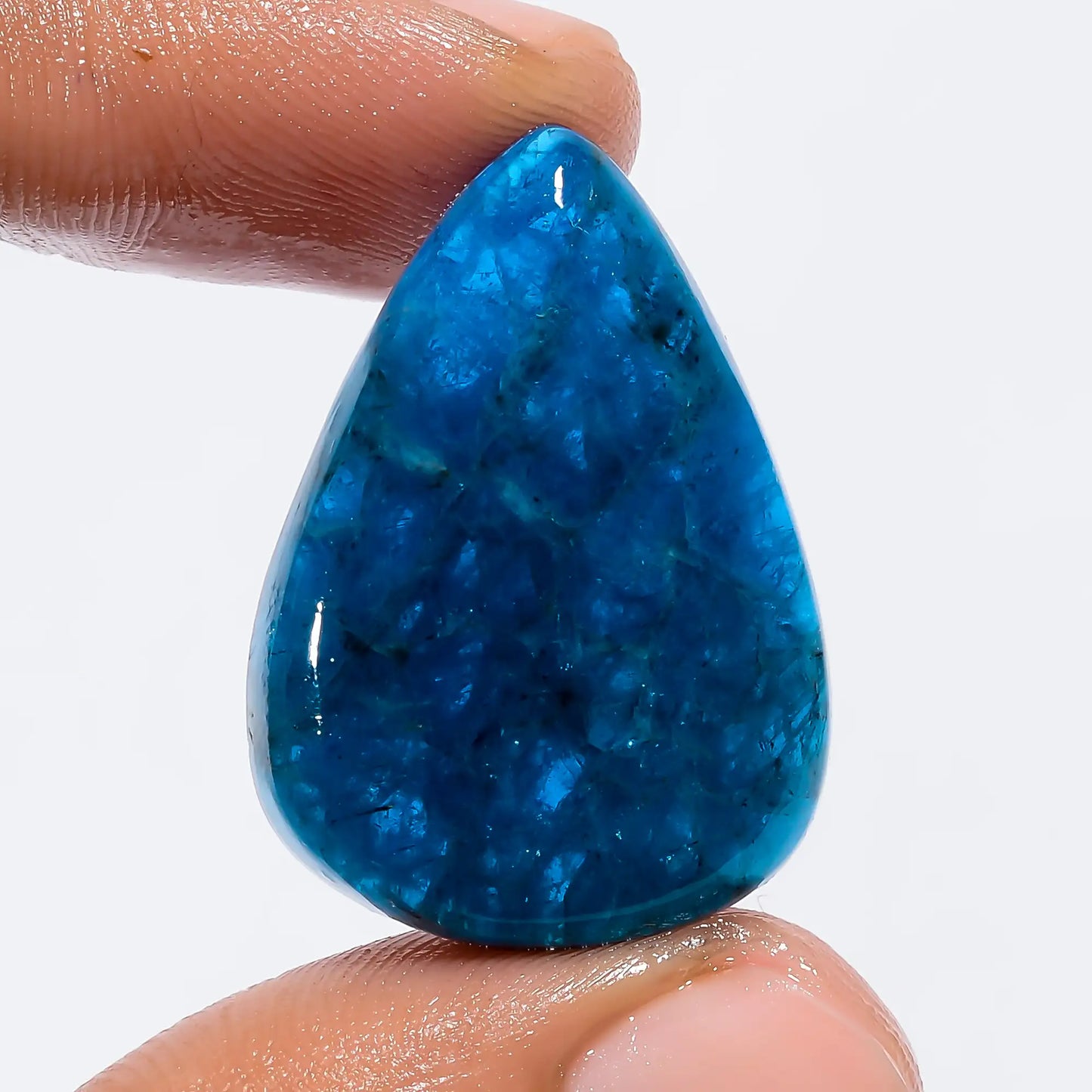 Amazing Top Grade Quality 100% Natural Neon Blue Apatite Pear Shape Cabochon Loose Gemstone For Making Jewelry 31 Ct. 28X20X5 mm V-6225