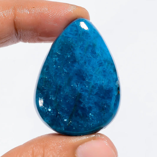 Attractive Top Grade Quality 100% Natural Neon Blue Apatite Pear Shape Cabochon Loose Gemstone For Making Jewelry 75.5 Ct. 38X28X7 mm V-6226