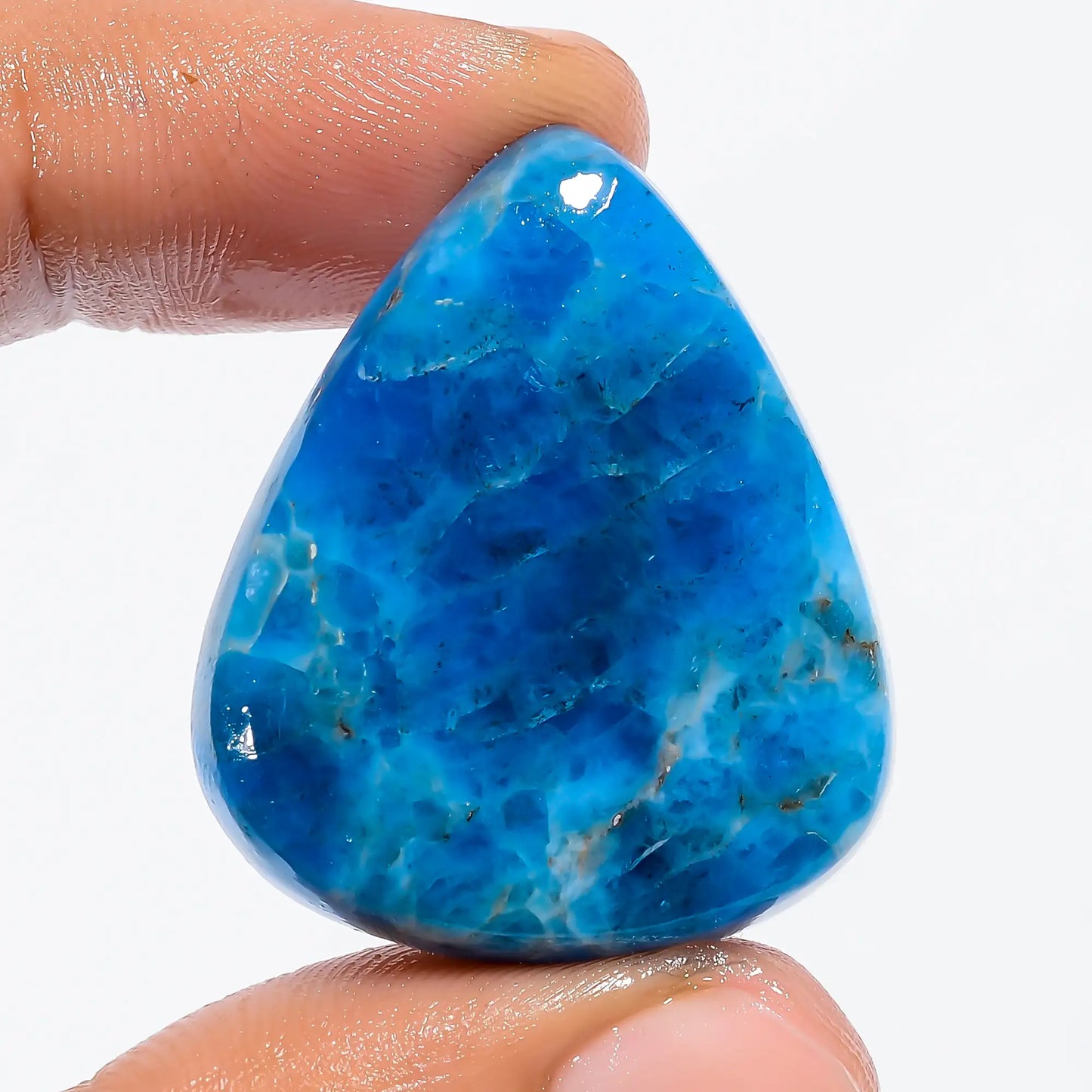 Awesome Top Grade Quality 100% Natural Neon Blue Apatite Pear Shape Cabochon Loose Gemstone For Making Jewelry 56.5 Ct. 32X27X7 mm V-6227