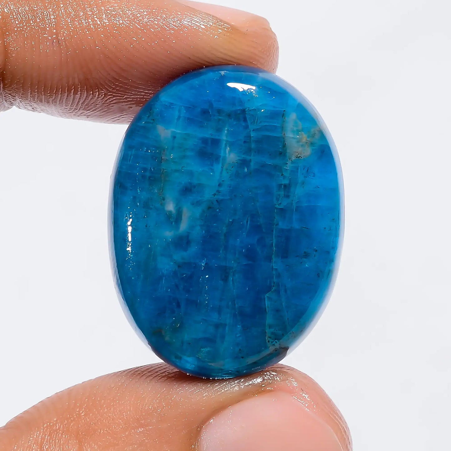 Neon Blue Apatite Oval Shape Cabochon Loose Gemstone Natural 36 Ct. 27X20X6 mm V-6232