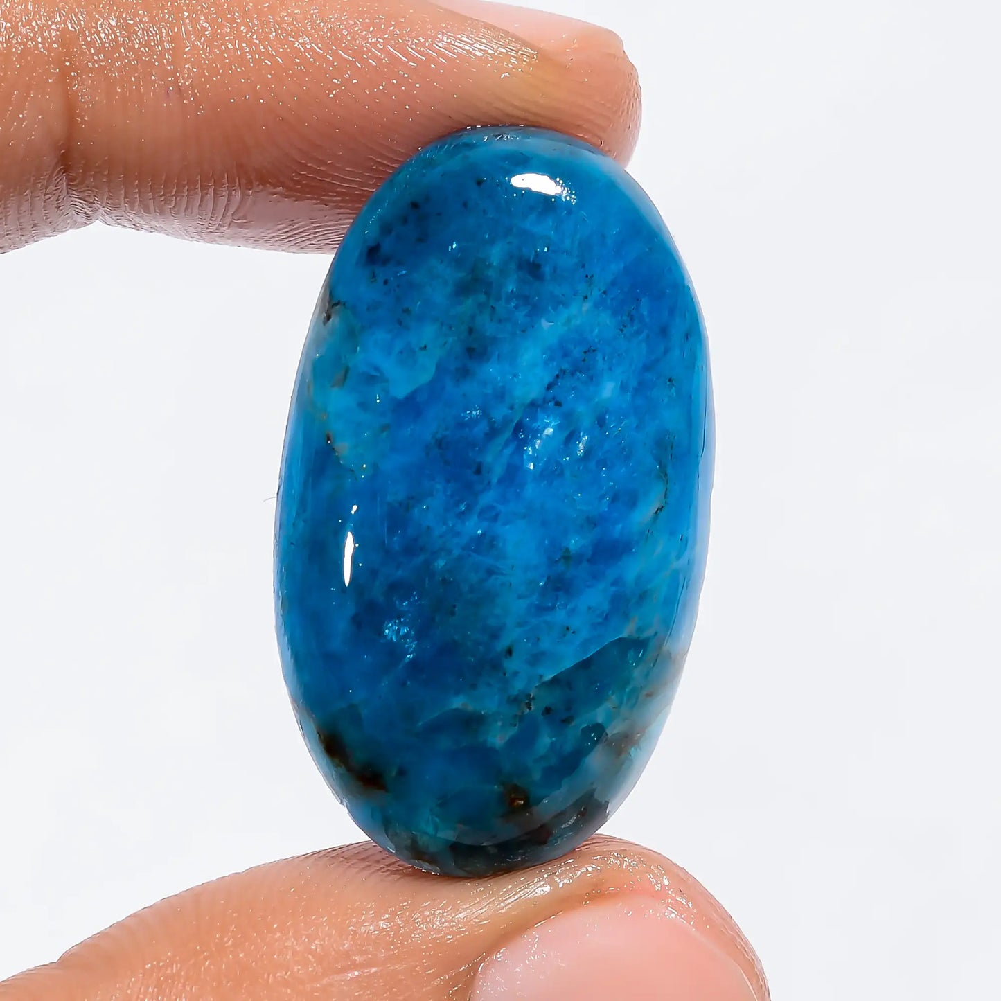 Elegant Top Grade Quality 100% Natural Neon Blue Apatite Oval Shape Cabochon Loose Gemstone For Making Jewelry 34 Ct. 32X18X6 mm V-6233