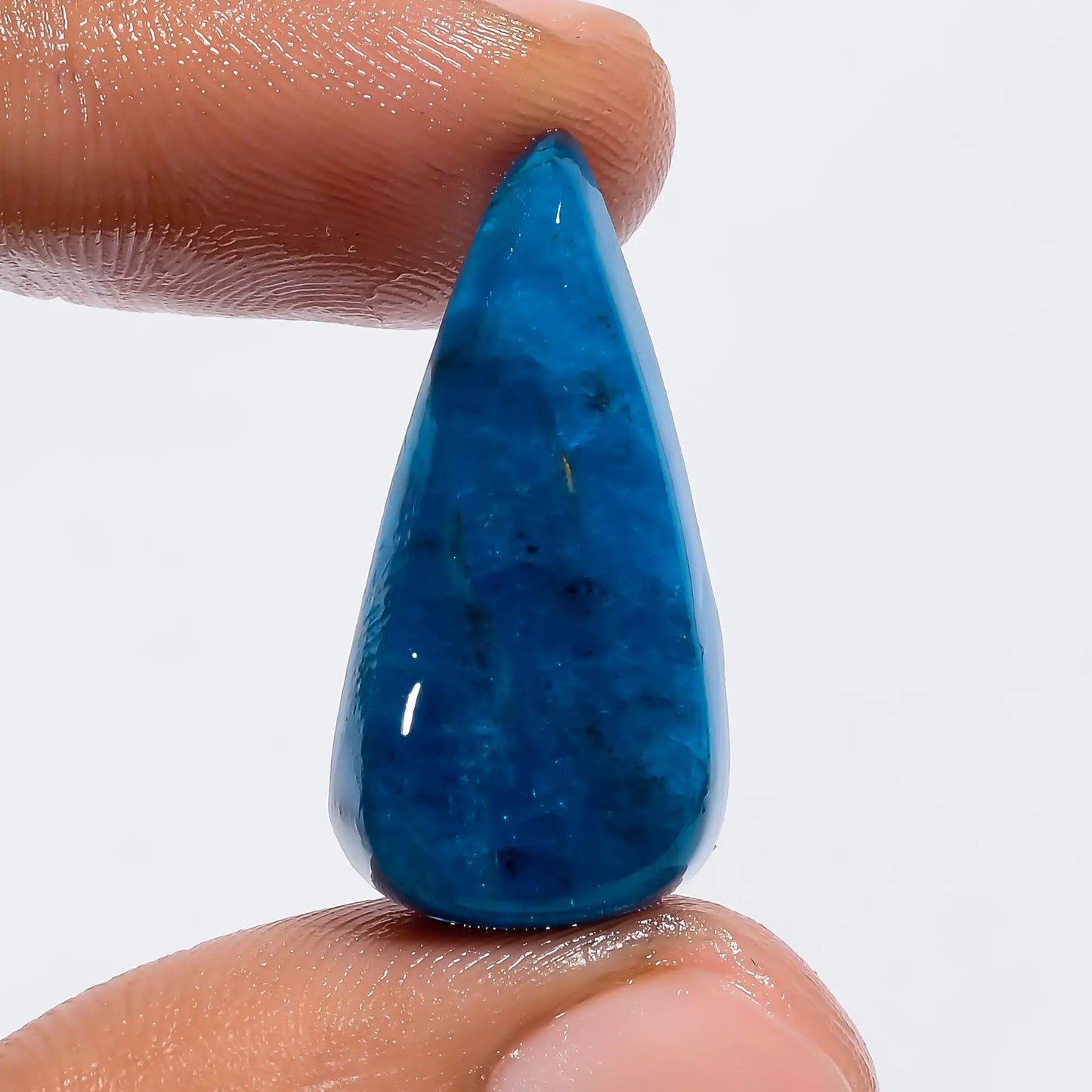 Gorgeous Top Grade Quality 100% Natural Neon Blue Apatite Pear Shape Cabochon Loose Gemstone For Making Jewelry 19 Ct. 26X13X6 mm V-6235