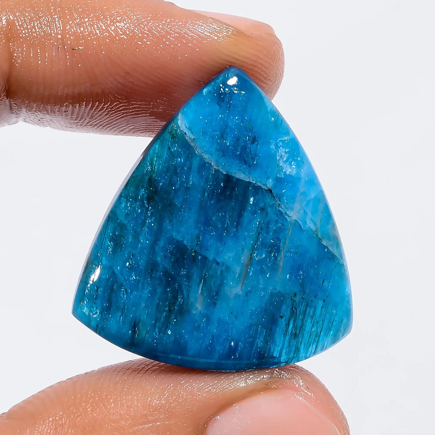 Wonderful Top Grade Quality 100% Natural Neon Blue Apatite Triangle Shape Cabochon Loose Gemstone For Making Jewelry 27 Ct 26X24X5 mm V-6238