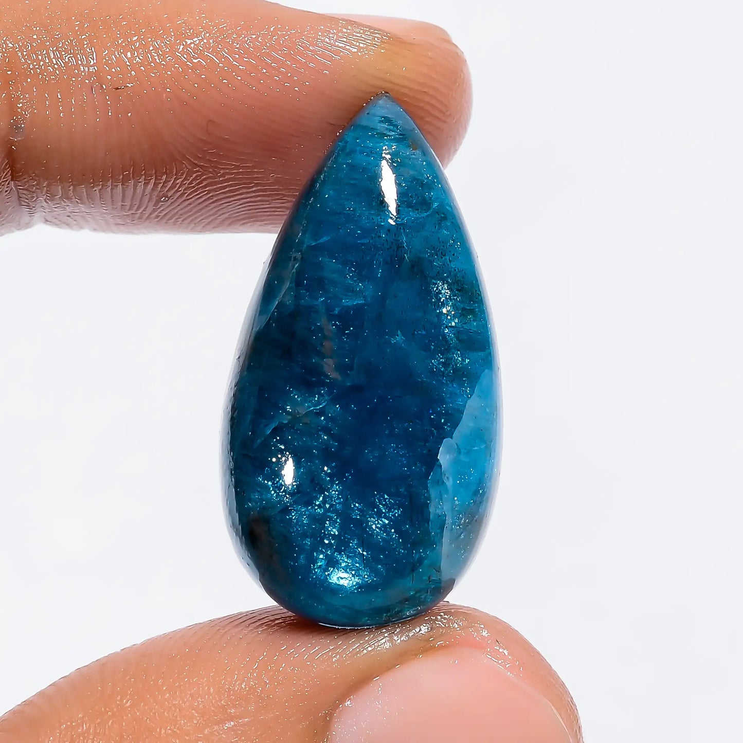 Amazing Top Grade Quality 100% Natural Neon Blue Apatite Pear Shape Cabochon Loose Gemstone For Making Jewelry 27 Ct. 27X14X7 mm V-6239