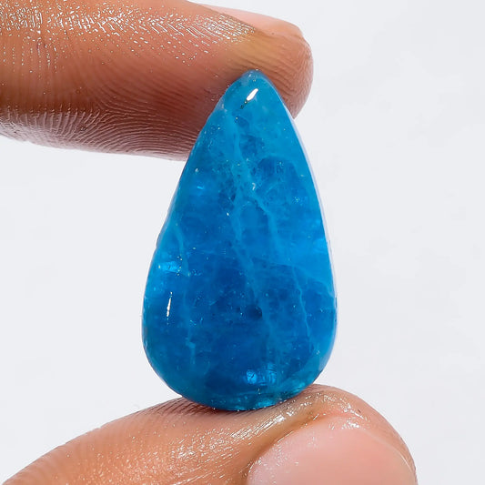 Wonderful Top Grade Quality 100% Natural Neon Blue Apatite Pear Shape Cabochon Loose Gemstone For Making Jewelry 14 Ct. 24X14X4 mm V-6240