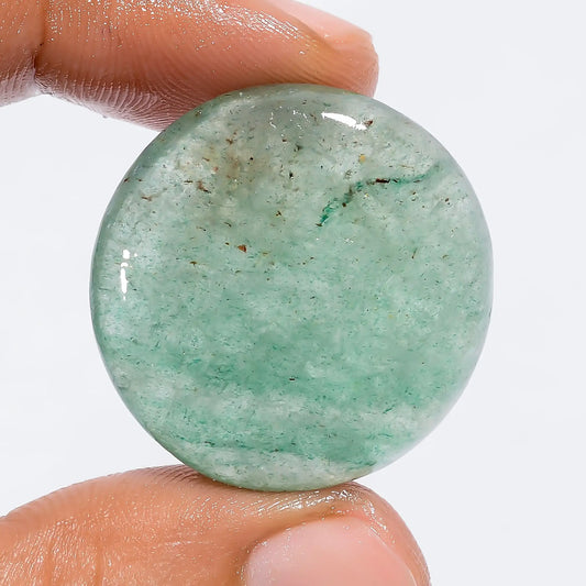 Attractive Top Grade Quality 100% Natural Green Strawberry Quartz Round Shape Cabochon Loose Gemstone For Making Jewelry 51 Ct. 29X29X8 mm V-6242