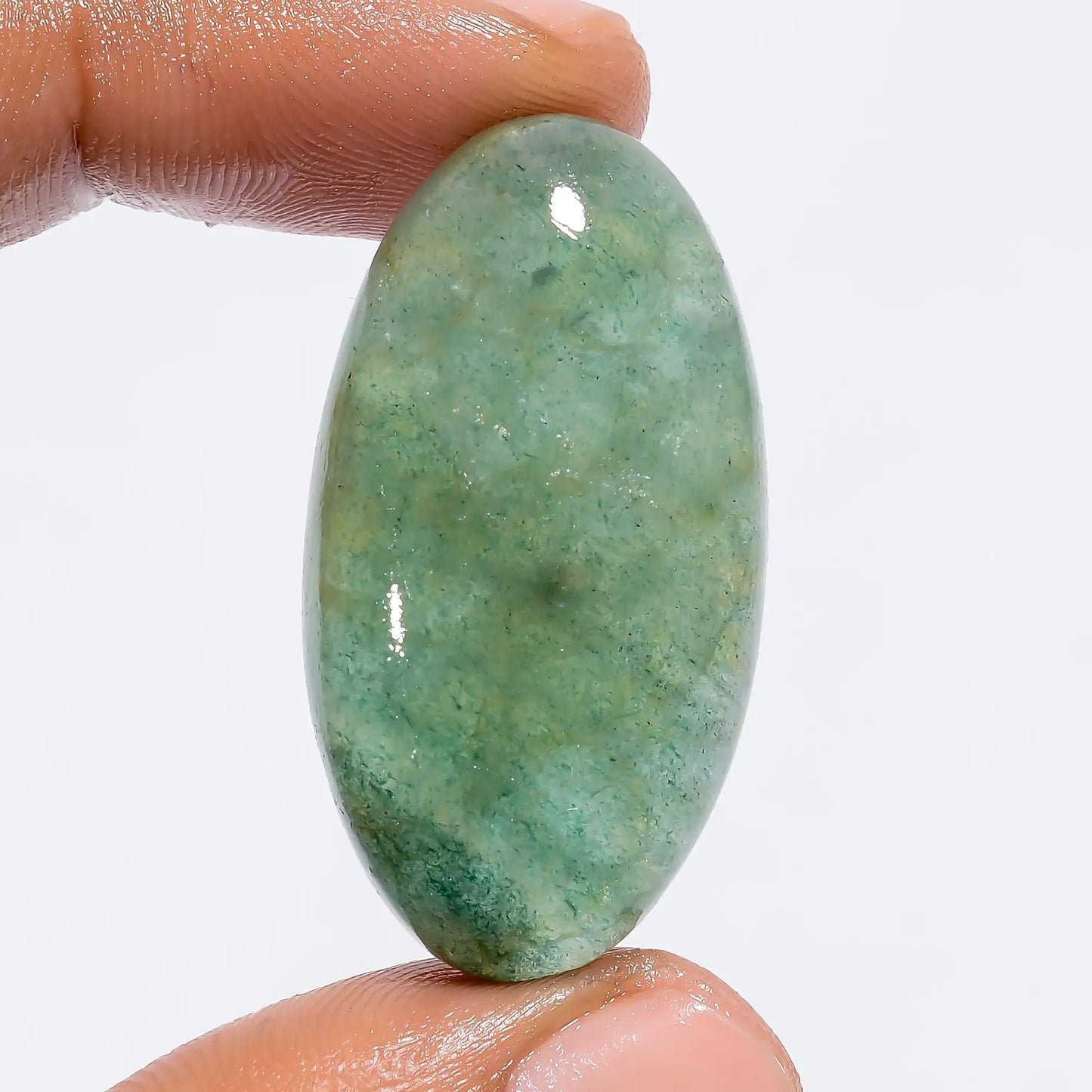 Beautiful Top Grade Quality 100% Natural Green Strawberry Quartz Oval Shape Cabochon Loose Gemstone For Making Jewelry 54.5 Ct. 36X19X9 mm V-6244