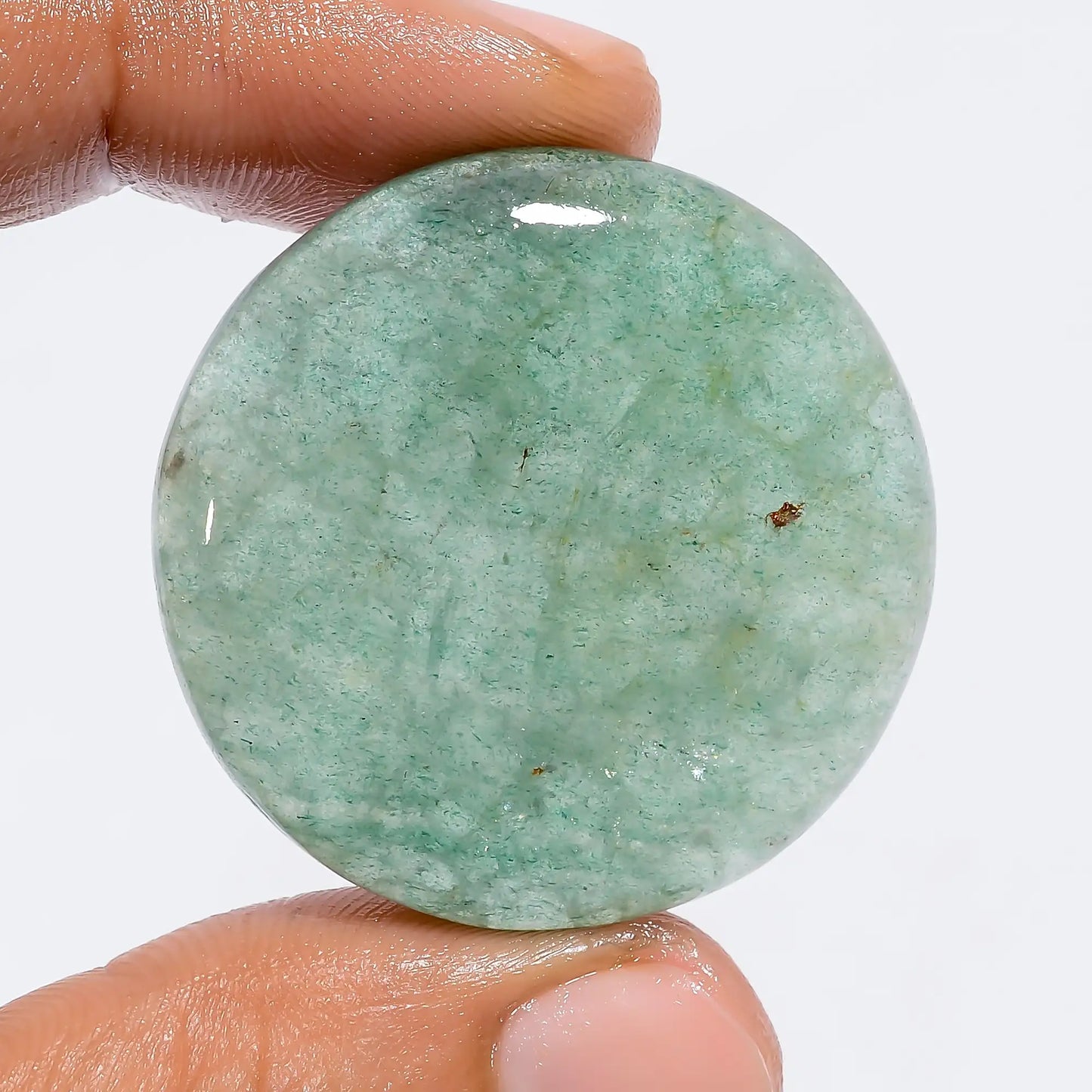 Dazzling Top Grade Quality 100% Natural Green Strawberry Quartz Round Shape Cabochon Loose Gemstone For Making Jewelry 76 Ct. 34X34X8 mm V-6246