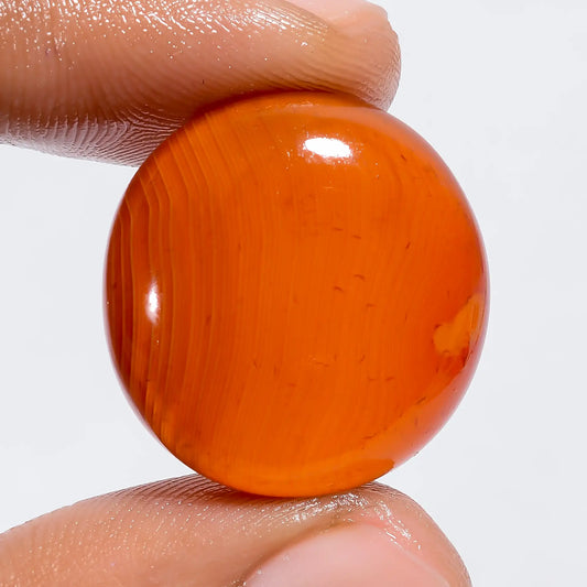 Mind Blowing Top Grade Quality Carnelian Round Shape Cabochon Loose Gemstone For Making Jewelry 30.5 Ct. 22X22X7 mm V-6255