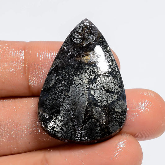 Attractive Top Grade Quality 100% Natural Marcasite Agate Pear Shape Cabochon Loose Gemstone For Making Jewelry 39.5 Ct. 33X23X6 mm V-6268