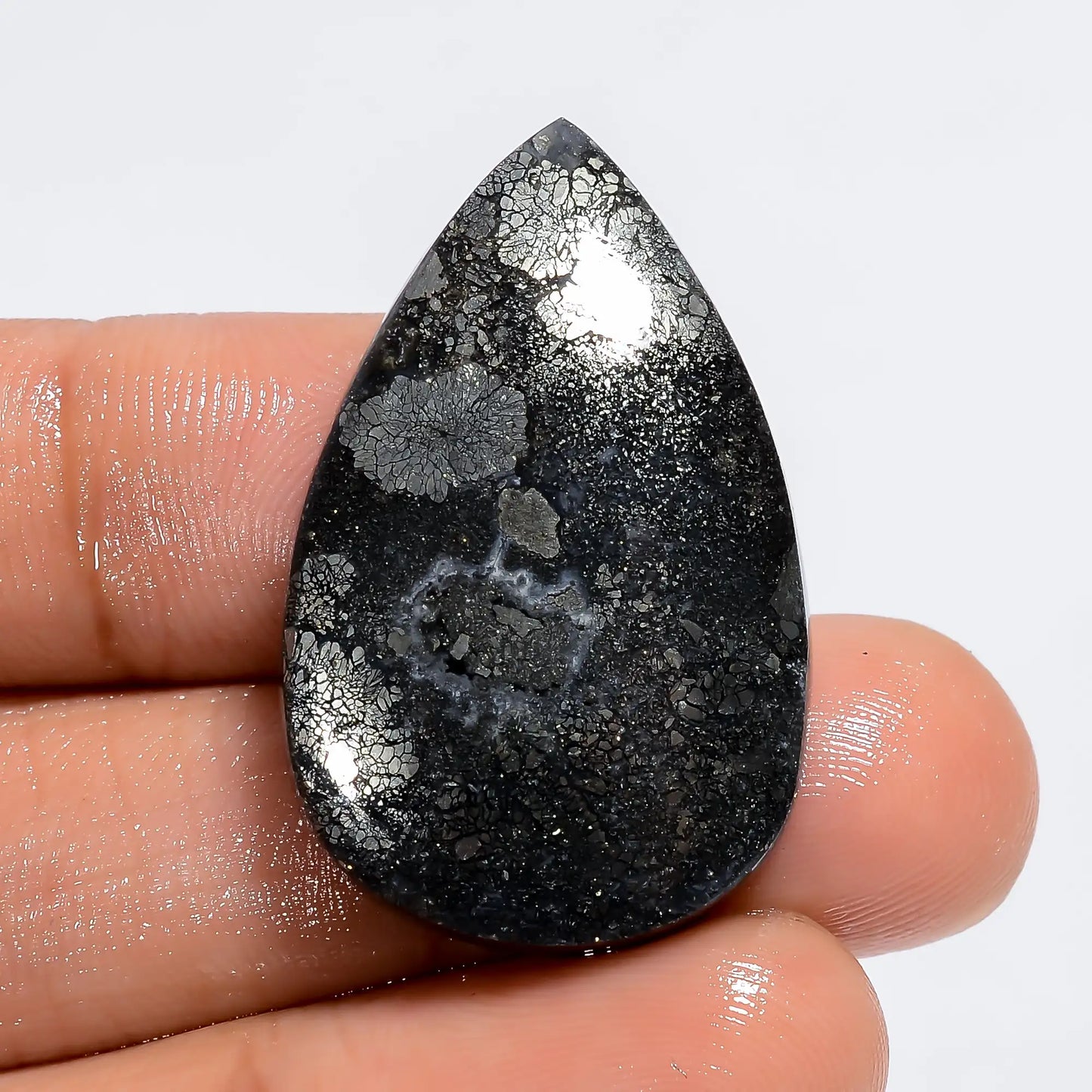 Beautiful Top Grade Quality 100% Natural Marcasite Agate Pear Shape Cabochon Loose Gemstone For Making Jewelry 44 Ct. 33X21X6 mm V-6270