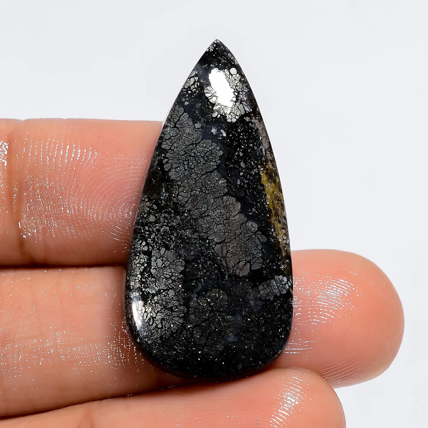 Exclusive Top Grade Quality 100% Natural Marcasite Agate Pear Shape Cabochon Loose Gemstone For Making Jewelry 27 Ct. 33X16X5 mm V-6274