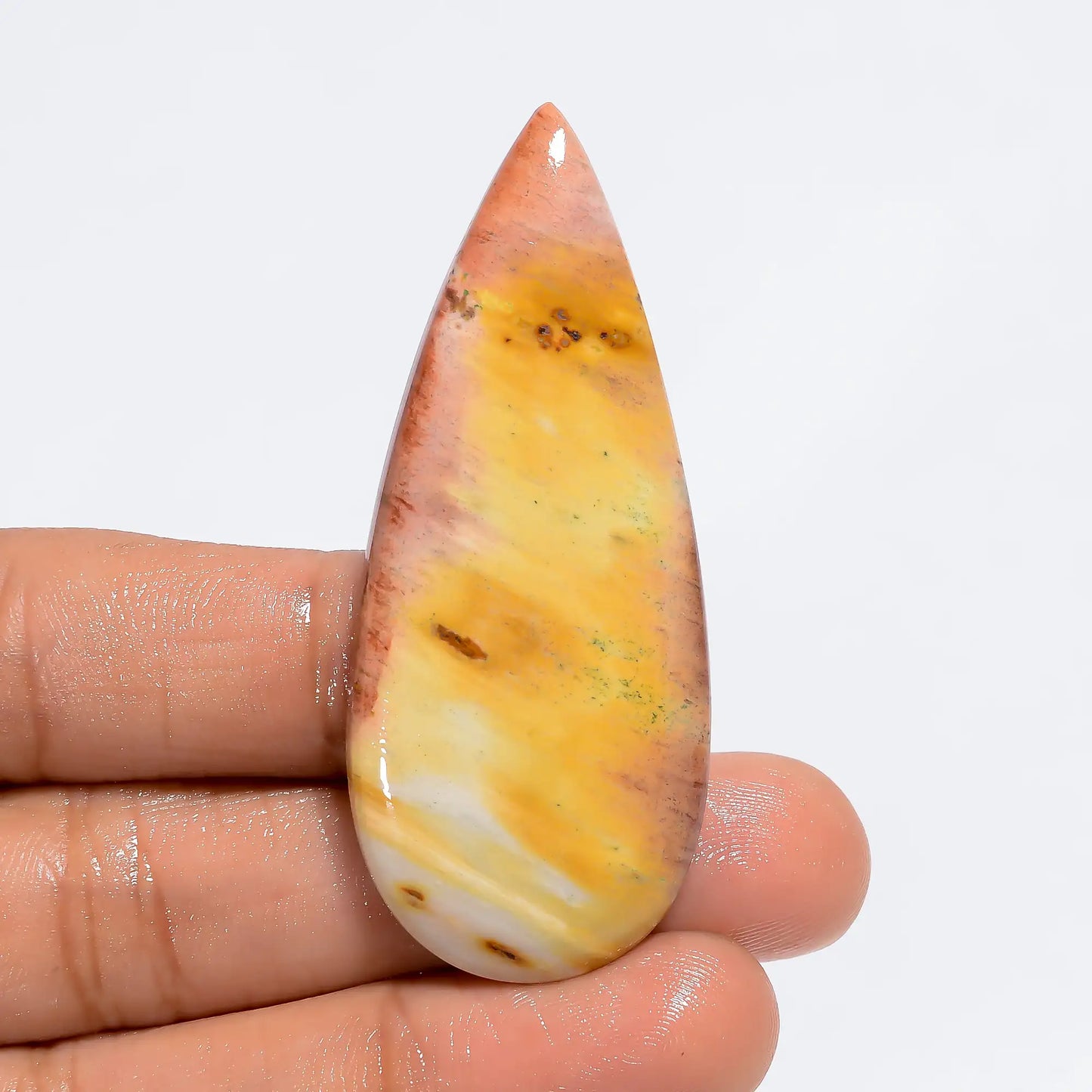 Classic Top Grade Quality 100% Natural Willow Creek Pear Shape Cabochon Loose Gemstone For Making Jewelry 53 Ct. 56X23X5 mm V-6287