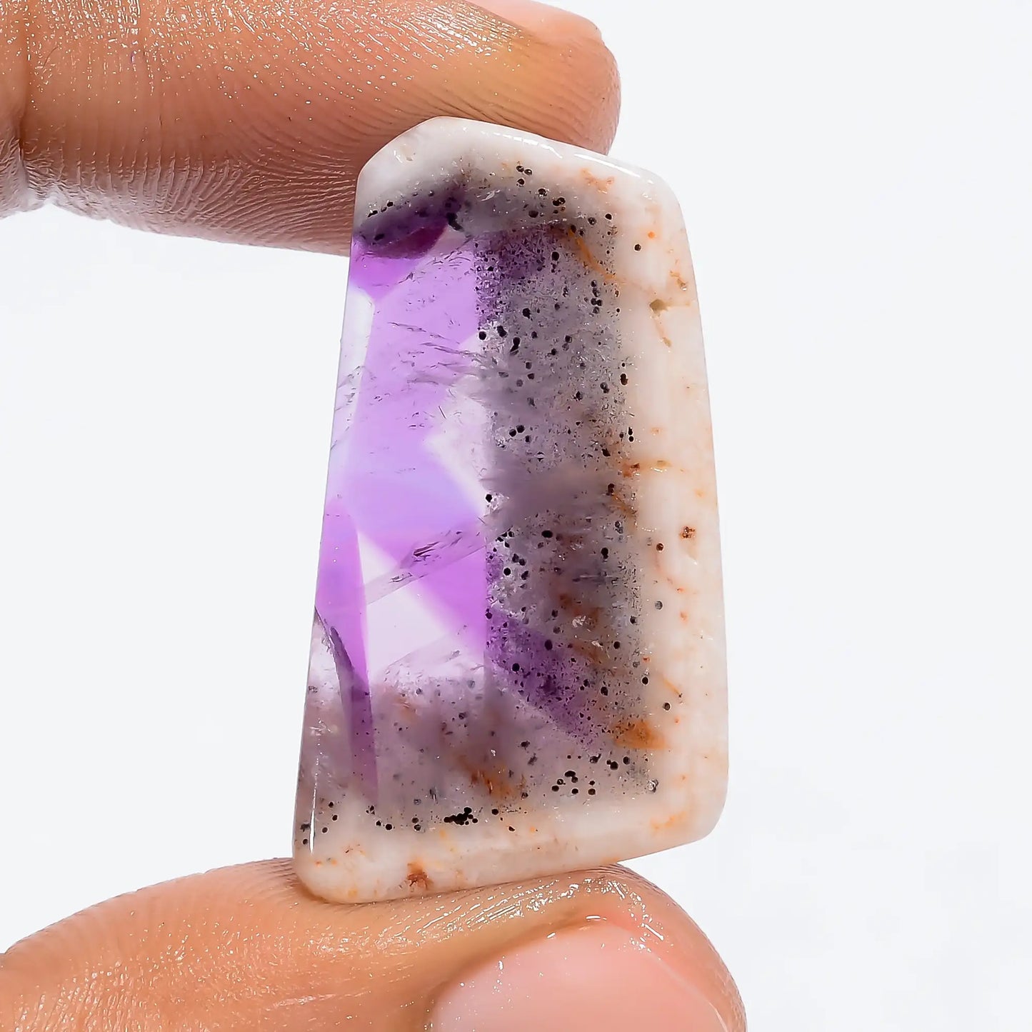 Stunning Top Grade Quality 100% Natural Trapiche Amethyst Fancy Shape Slice Loose Gemstone For Making Jewelry 20 Ct. 31X18X4 mm V-6301