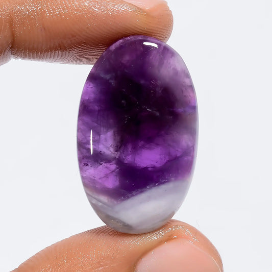 Wonderful Top Grade Quality 100% Natural Chevron Amethyst Oval Shape Cabochon Loose Gemstone For Making Jewelry 26.5 Ct. 29X18X6 mm V-6308