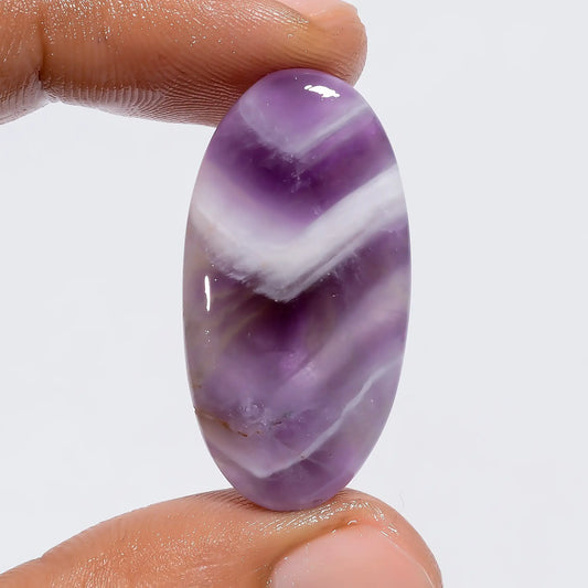 Amazing Top Grade Quality 100% Natural Chevron Amethyst Oval Shape Cabochon Loose Gemstone For Making Jewelry 26.5 Ct. 33X17X5 mm V-6309