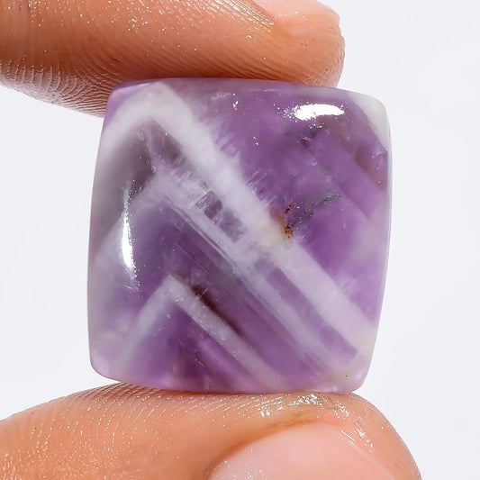 Awesome Top Grade Quality 100% Natural Chevron Amethyst Cushion Shape Cabochon Loose Gemstone For Making Jewelry 15 Ct. 19X18X4 mm V-6311